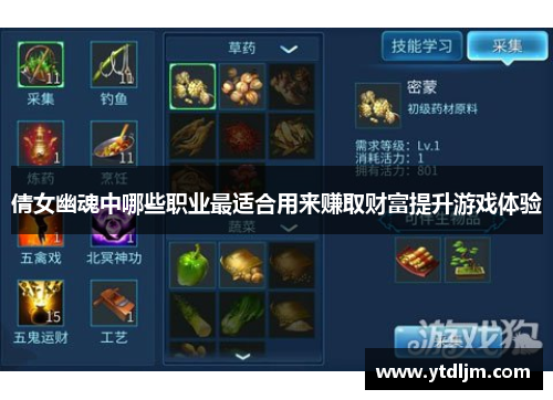 倩女幽魂中哪些职业最适合用来赚取财富提升游戏体验